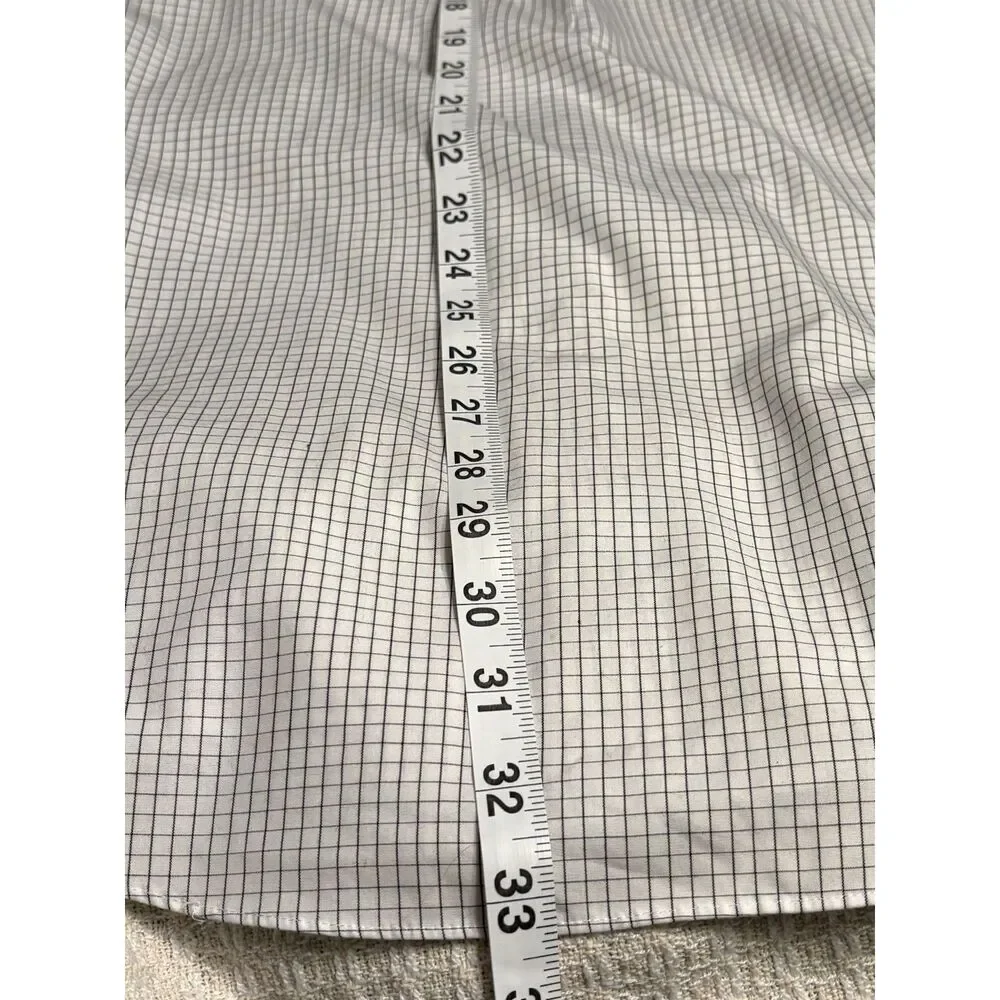 Brooks Brothers Size 32/33  Dress Shirt  White Black Check Cotton Cuff Monogram